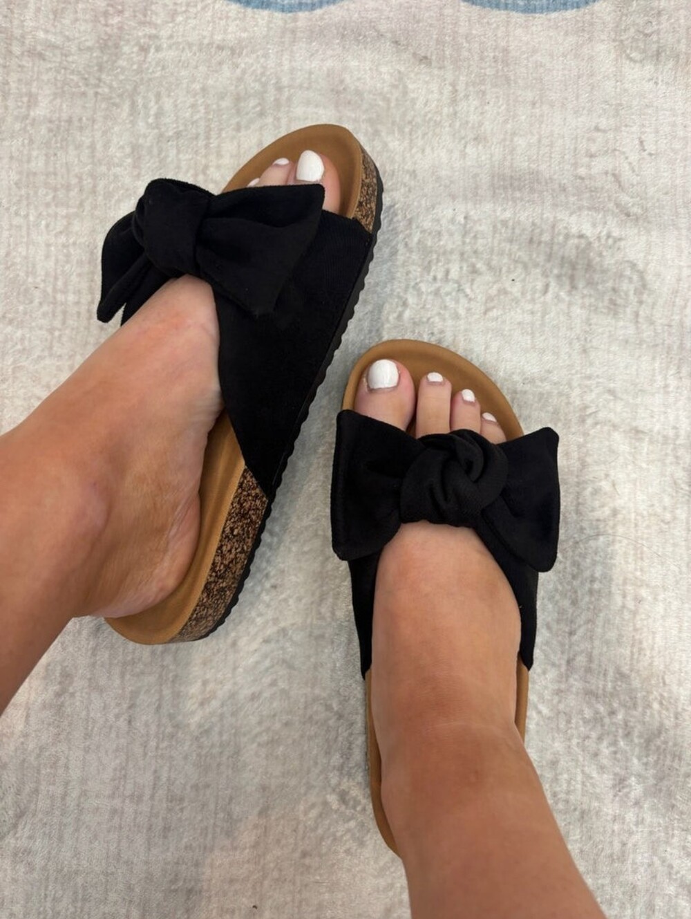Jeffrey Campbell black suede slide sandals knotted bow detail Size 40 Or 9 Women